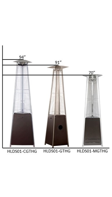 Compact Tall Quartz Glass Tube Heater- Hammered Bronze Finish